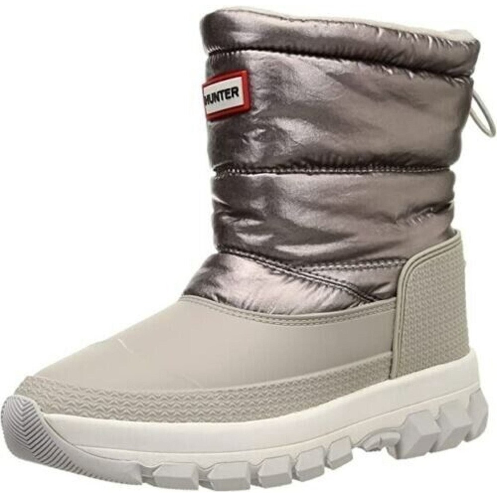 New HUNTER Insulated Metallic Short Snow Boots Winter Boot Silver Grey Size 6